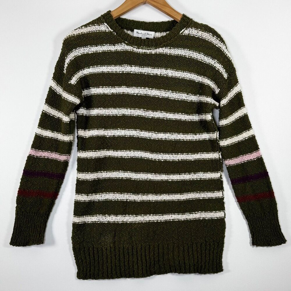 Michael Stars Sweater Extra Small Green Janie Striped Boho Preppy Nautical‎